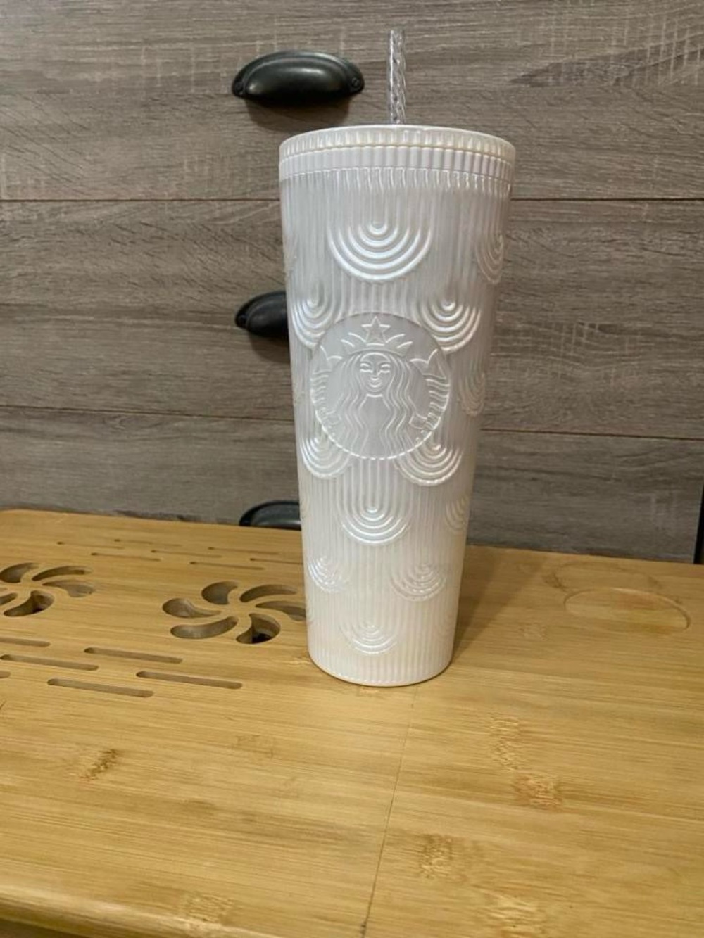 Starbucks White Textured Tumbler with Clear Straw